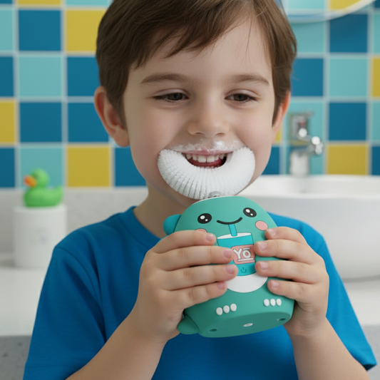 Kids Electric Dinosaur Toothbrush U Shape Rechargeable Set
