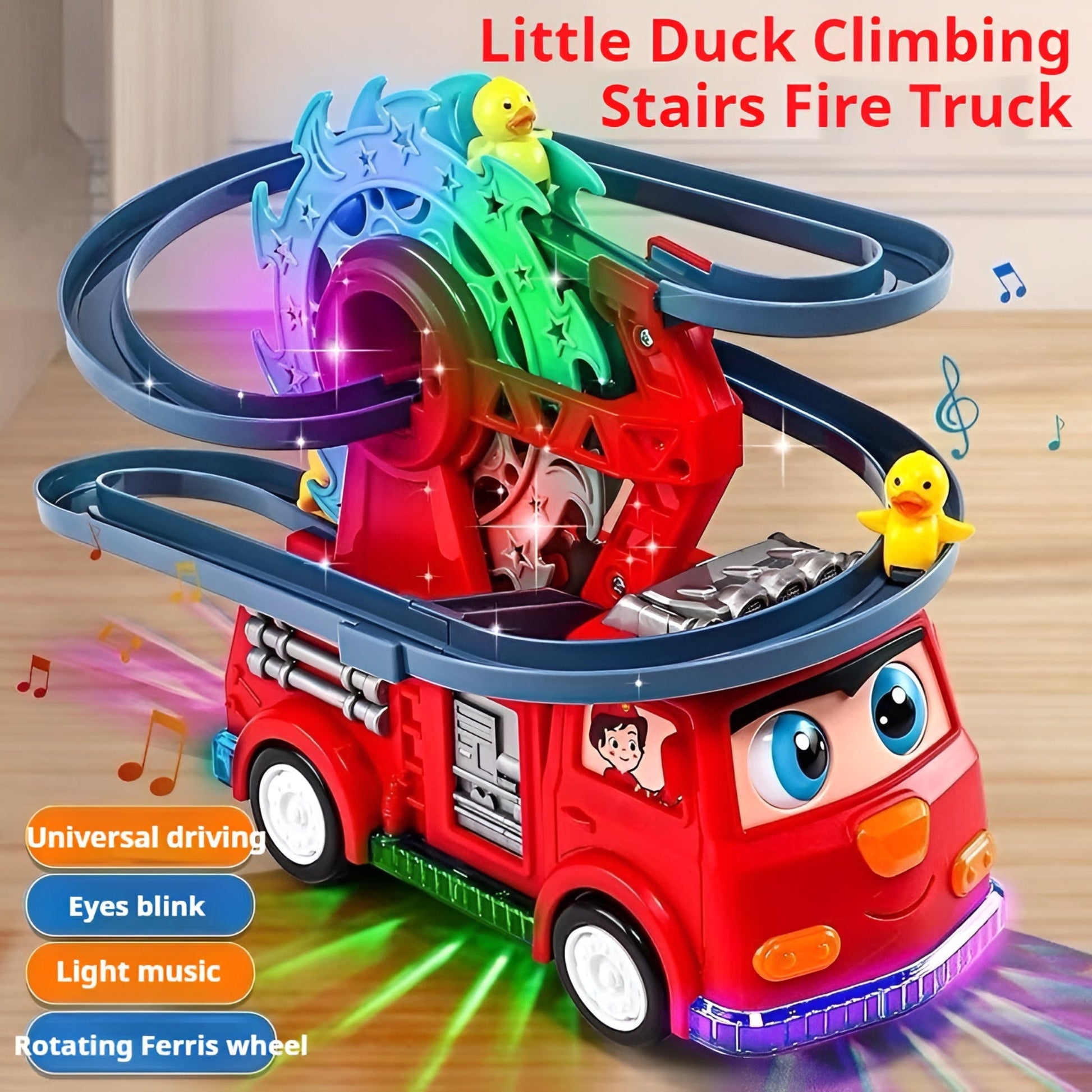 Kids Fire Truck Duck Climbing Race Track Toy2 