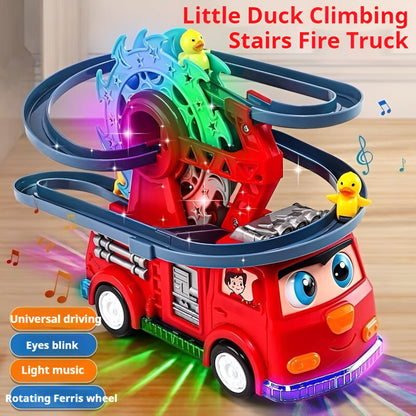Kids Fire Truck Duck Climbing Race Track Toy2 