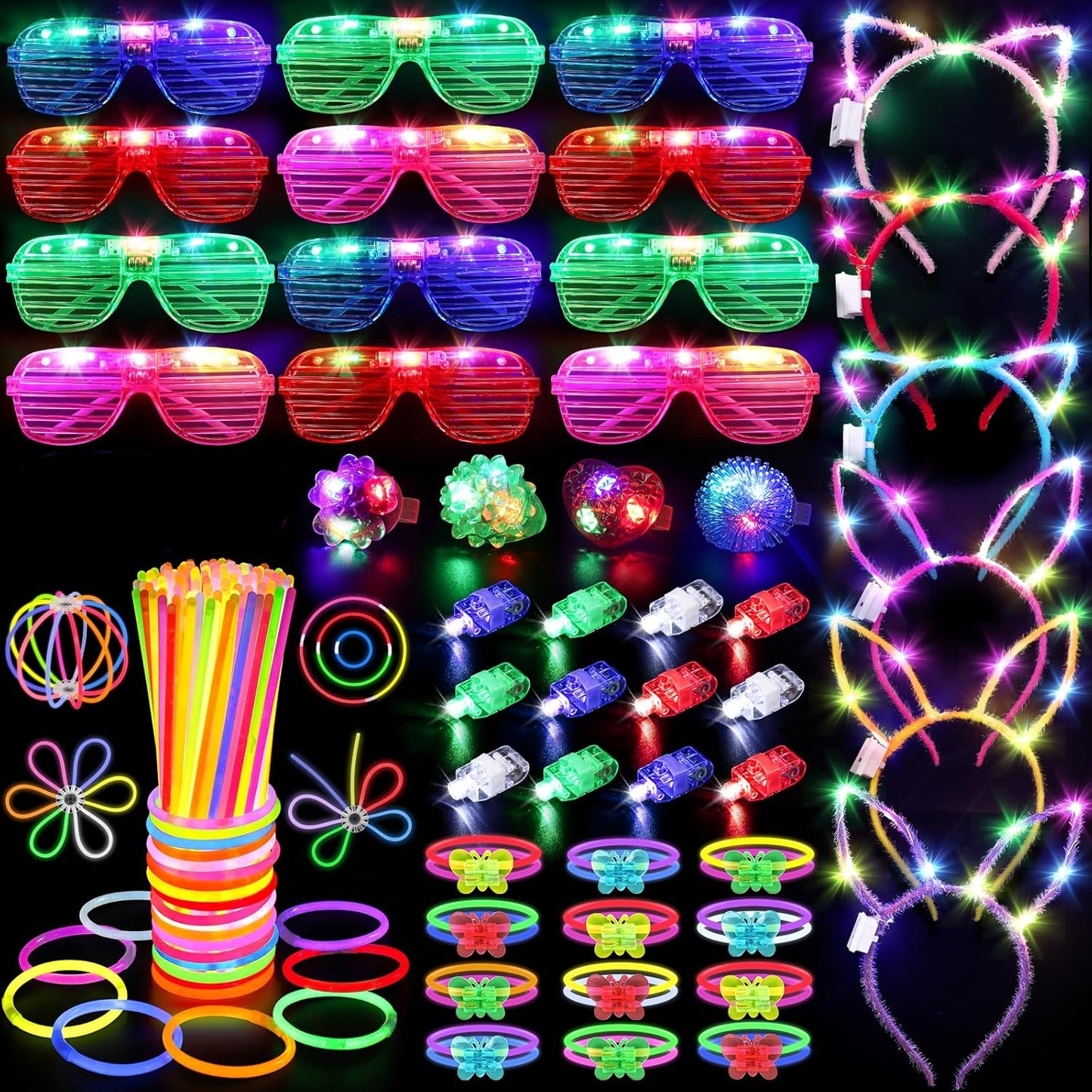 Kids Glow Sticks LED Glasses Party 150 Pieces Supplies Set 1