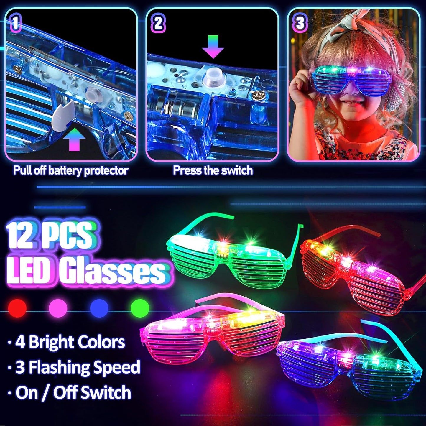 Kids Glow Sticks LED Glasses Party 150 Pieces Supplies Set 4