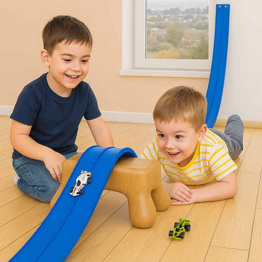 Kids Toys Flexible Race Track Car Set Portable Roll Up Compatible