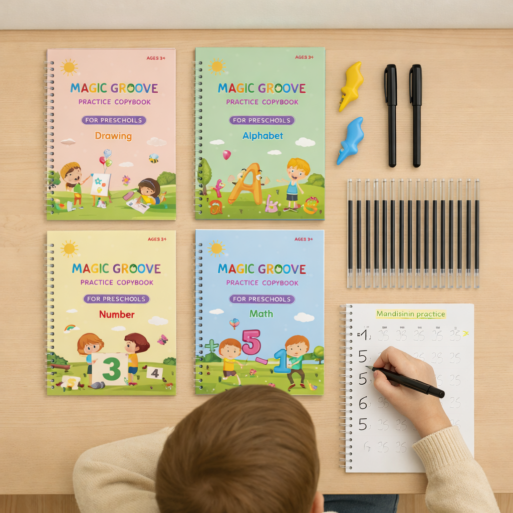 Kids Workbook Writing Copybook Drawing Math Set – Slumberkiddies