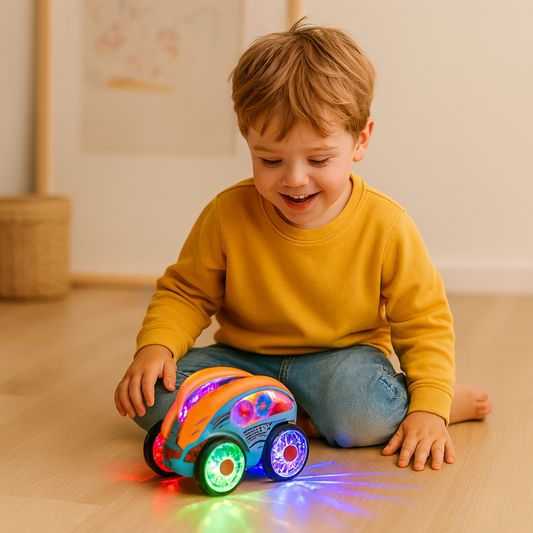 LED Car Toy Kids 360 Spin Musical Lights Gear Action