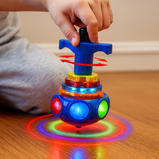 LED Flashing Music Spinning Top Toy Interactive Light-Up Spinner