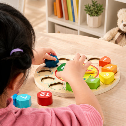 Learning Toys Wooden Clock Time Teaching Number Puzzle