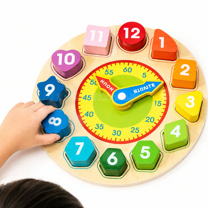 Learning Toys Wooden Clock Time Teaching Number Puzzle