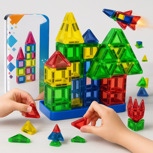 Magnetic Building Tiles Mini Travel Set Kids Educational Toy Blocks