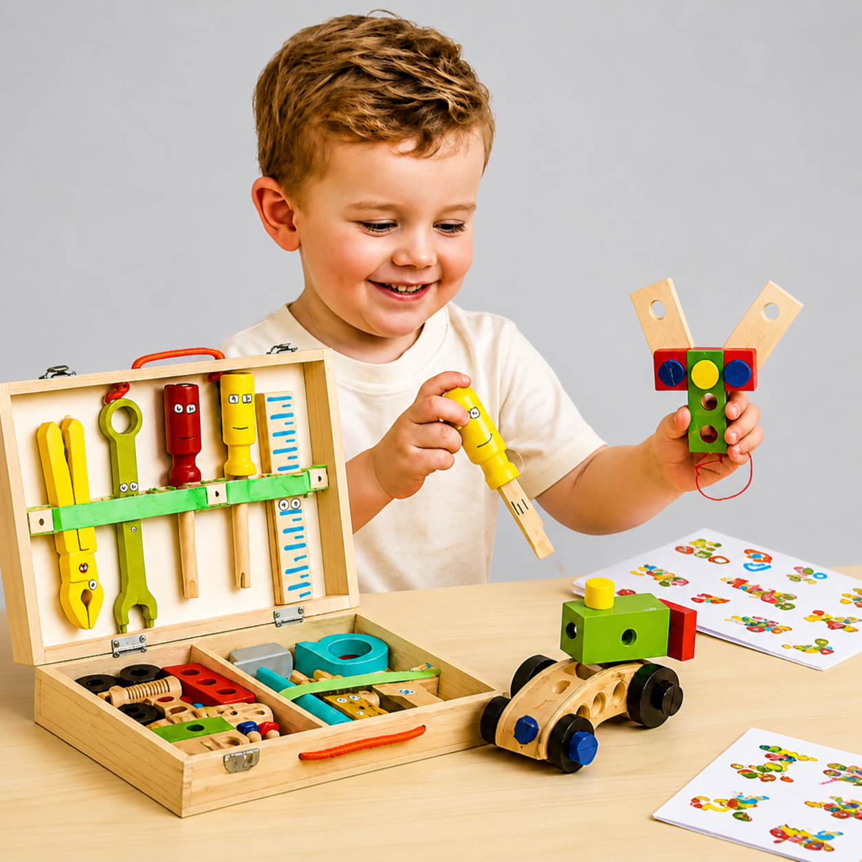 Montessori Toy Educational Building Wooden Tool Creative Set 2