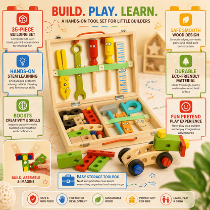 Montessori Toy Educational Building Wooden Tool Creative Set 6