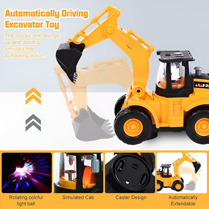Music Toy Truck Excavator Light Auto Rotate Vehicle