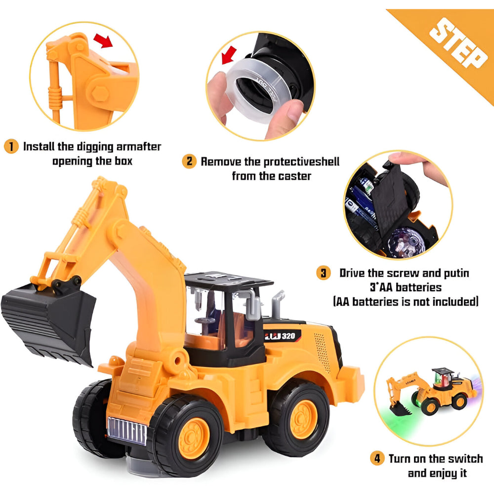 Music Toy Truck Excavator Light Auto Rotate Vehicle