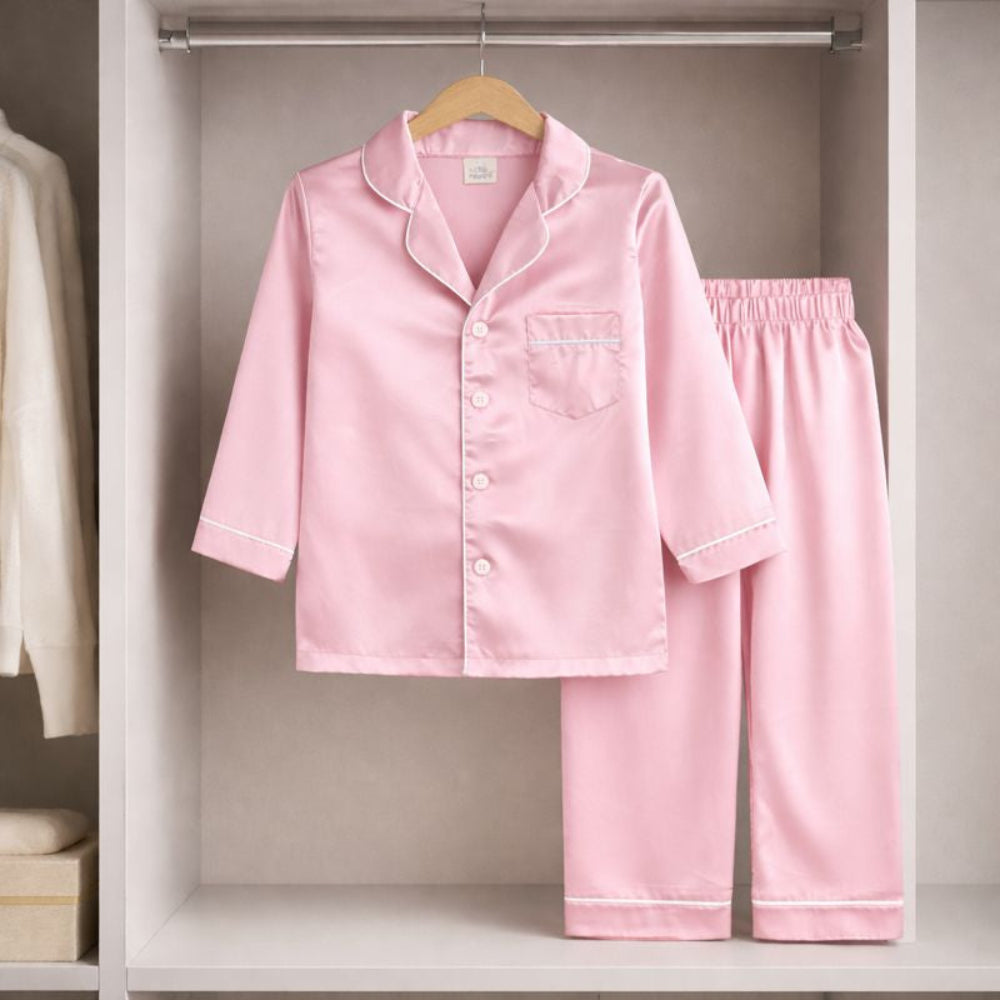 Kids Pajamas Set Long Sleeve Button Sleepwear