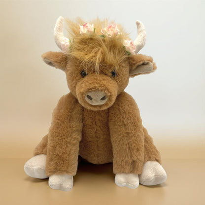 Plush Highland Cow Stuffed Animal Faux Fur Decorative Horns