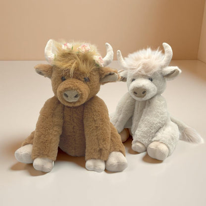 Plush Highland Cow Stuffed Animal Faux Fur Decorative Horns