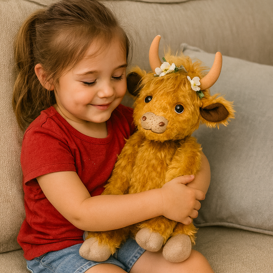 Plush Highland Cow Stuffed Animal Faux Fur Decorative Horns