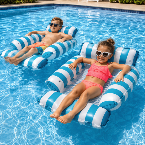 Pool Float Lounge Chair Inflatable PVC Mesh Seat