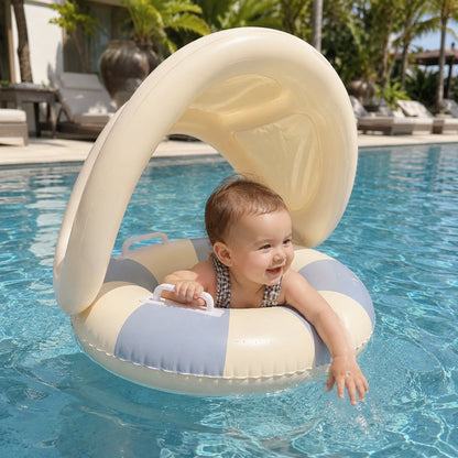 Pool Float Summer Inflatable Baby Swim Ring Sun Canopy