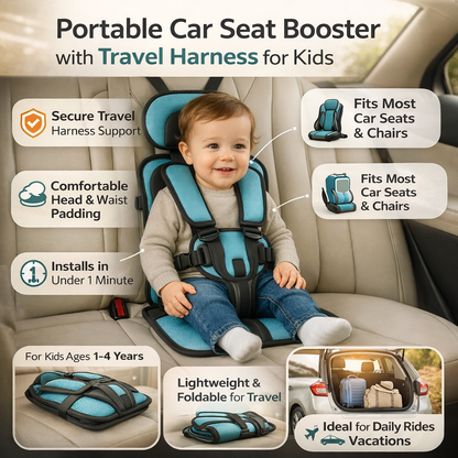 Elevador Portátil para Asiento de Auto para Niños - Arnés de Viaje para Seguridad