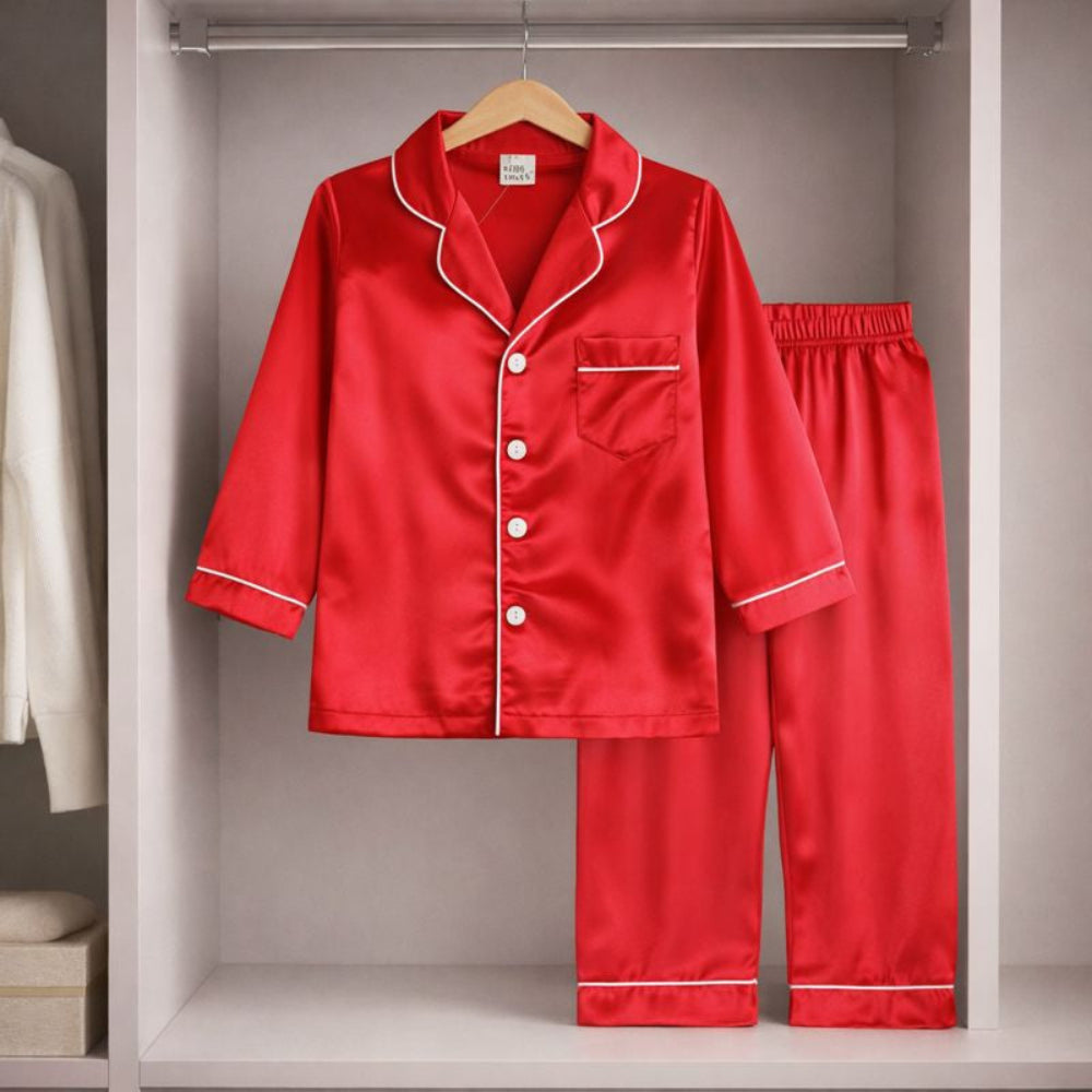 Kids Pajamas Set Long Sleeve Button Sleepwear