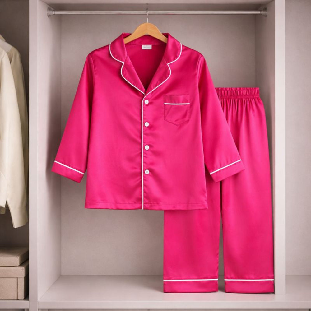 Kids Pajamas Set Long Sleeve Button Sleepwear