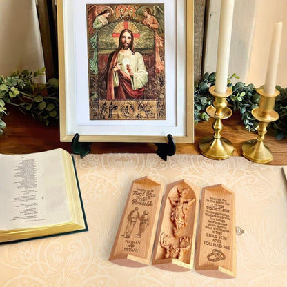 Religious Decor Carved Prayer Sculpture Devotional Display