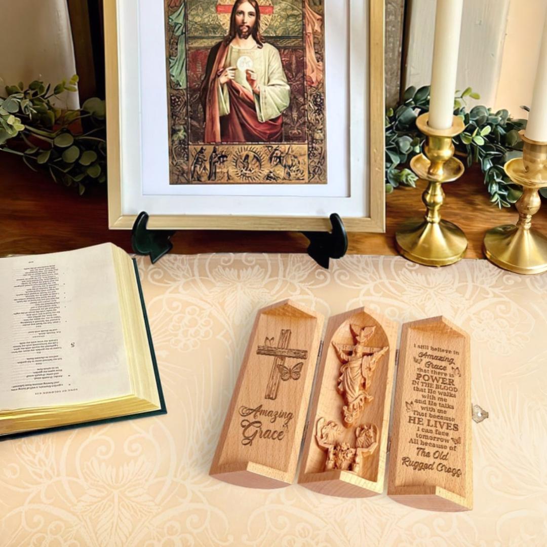 Religious Sculpture Amazing Grace Openable Statue Christian Gift