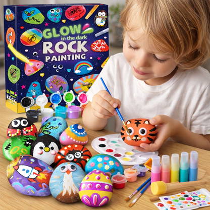 Rock Painting Kit Glow Dark Kids Craft Set DIY Art Supplies