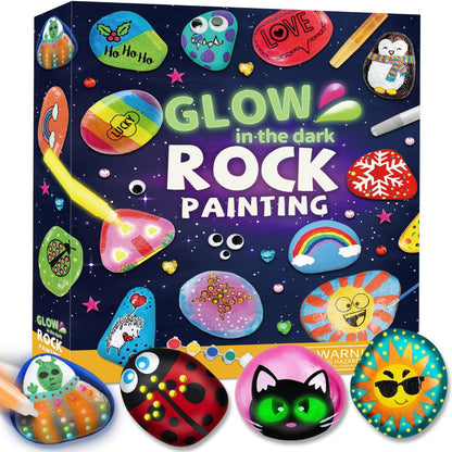 Rock Painting Kit Glow Dark Kids Craft Set DIY Art Supplies