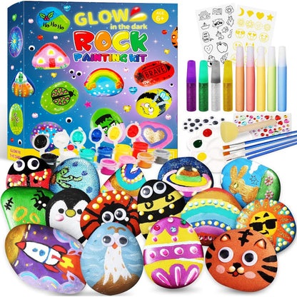 Rock Painting Kit Glow Dark Kids Craft Set DIY Art Supplies