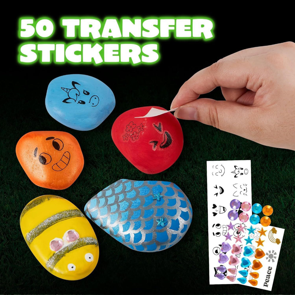 Rock Painting Kit Glow Dark Kids Craft Set DIY Art Supplies