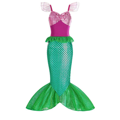 Halloween Costumes Girls Mermaid Dress Tail Outfit Kids Set