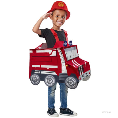 Halloween Costume Kids Firefighter Set Backpack Hat