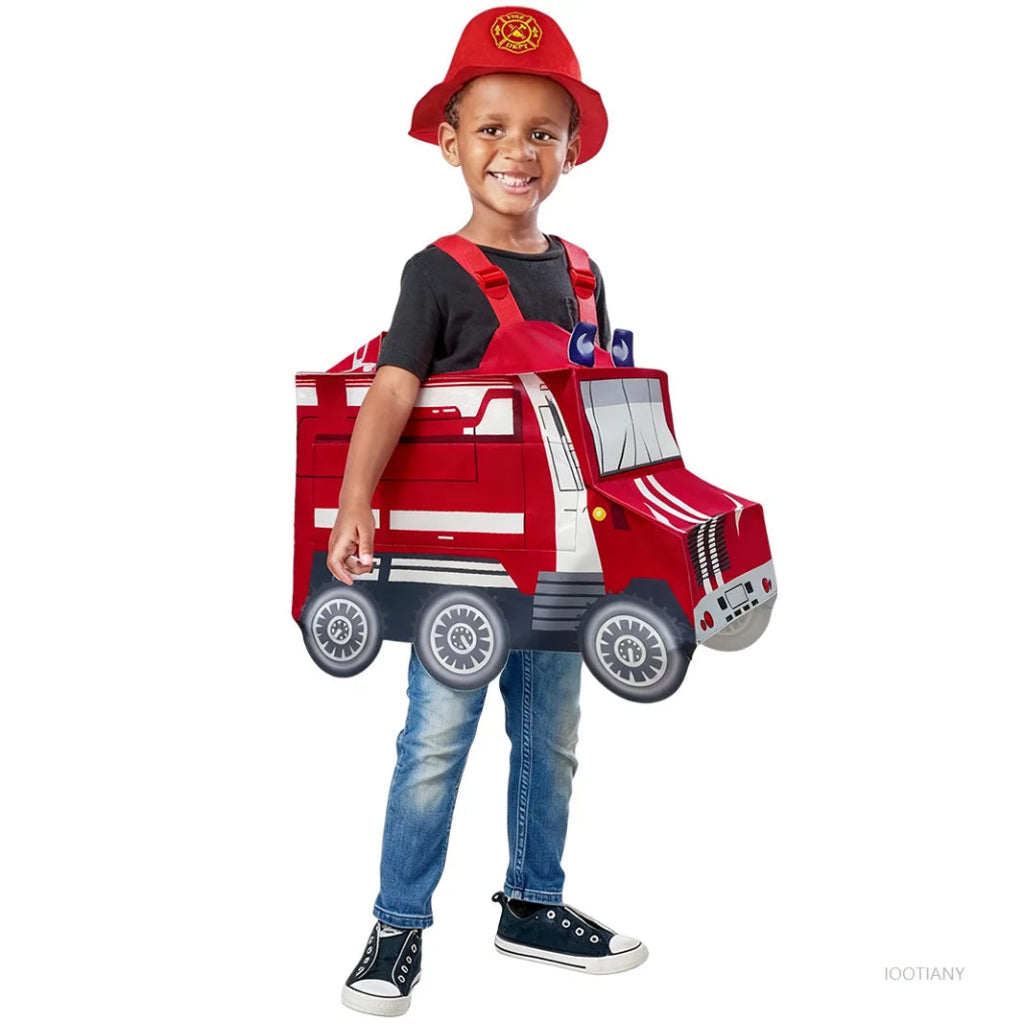 Halloween Costume Kids Firefighter Set Backpack Hat