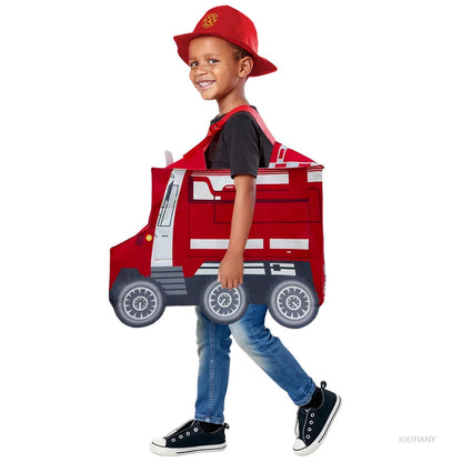 Halloween Costume Kids Firefighter Set Backpack Hat