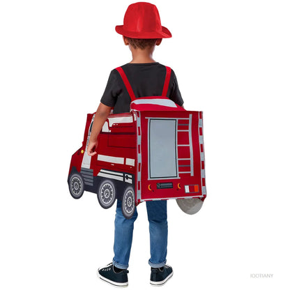 Halloween Costume Kids Firefighter Set Backpack Hat