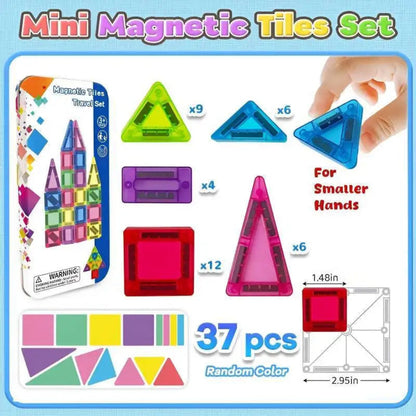 Magnetic Building Tiles Mini Travel Set Kids Educational Toy Blocks