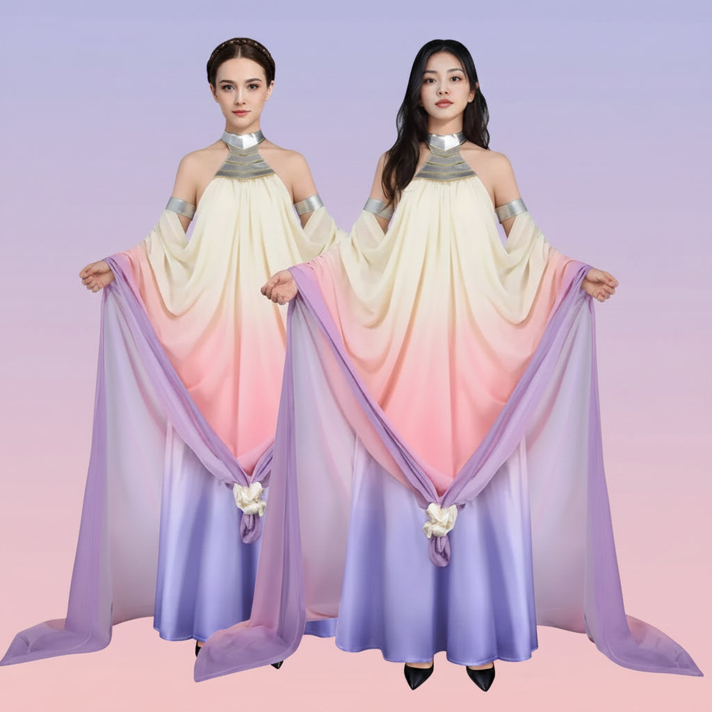 Halloween-Kostüme Damen Anime Cape Kleid Farbverlauf Cosplay Umhang