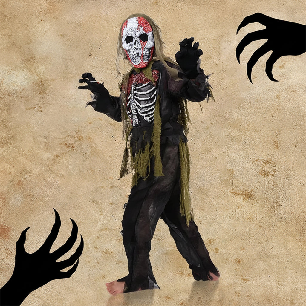 Guantes para niños de disfraz de Halloween de esqueleto zombi