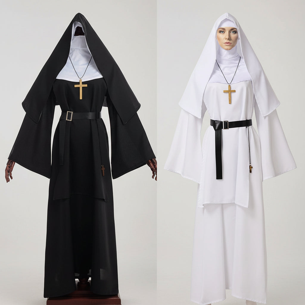 Halloween Costumes Women Nun Dress Polyester Role Play Outfit