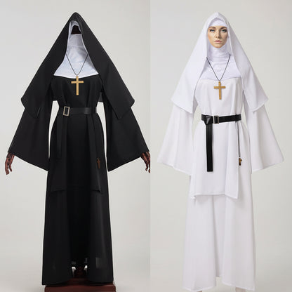 Halloween Costumes Women Nun Dress Polyester Role Play Outfit