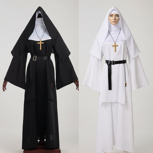 Halloween Costumes Women Nun Dress Polyester Role Play Outfit