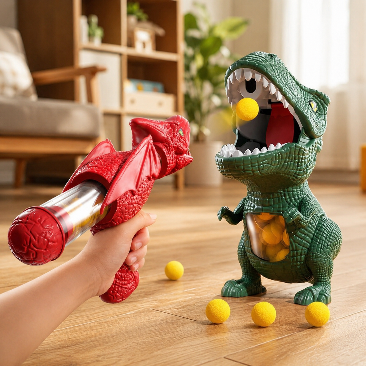 Shooting Game Dinosaur Target Foam Ball Kids Play Set