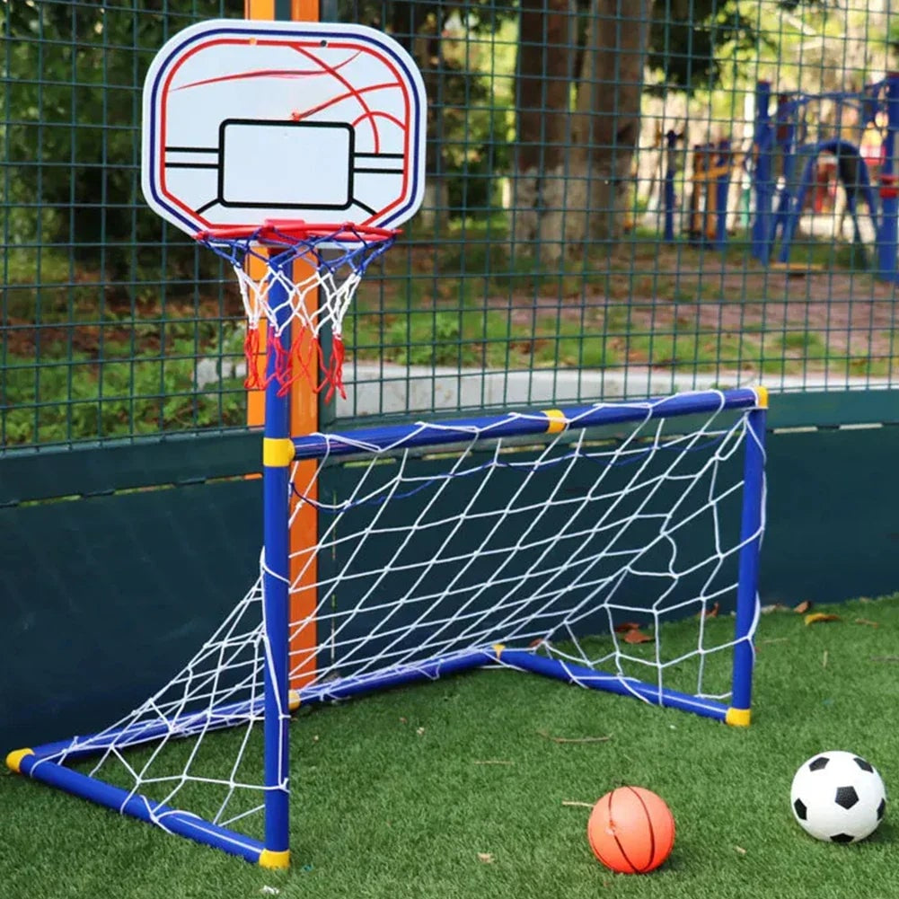 Sports Toy Soccer Goal Basketball Hoop Kids Play Set