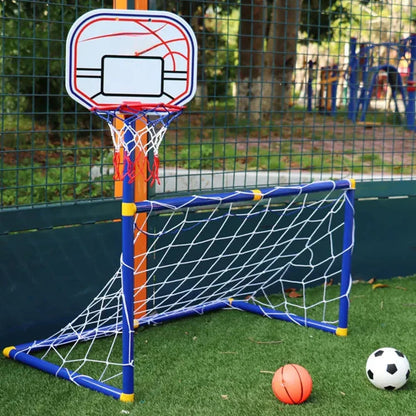 Sports Toy Soccer Goal Basketball Hoop Kids Play Set