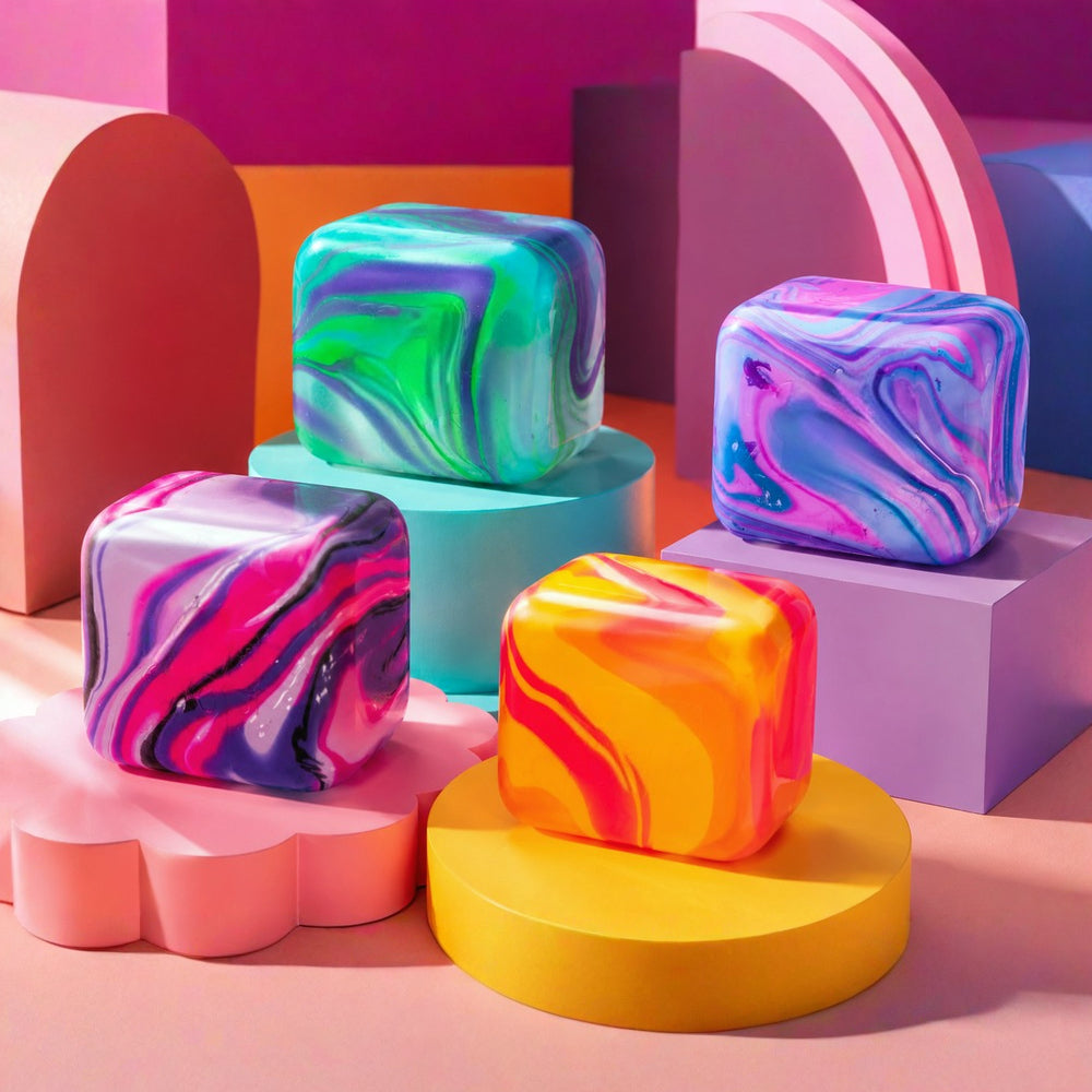 Squishy Toy Swirl Sensory Fidget Stress Cube