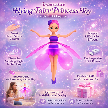 Flying Fairy Princess Toy Rechargeable LED Hand Sensor Kids