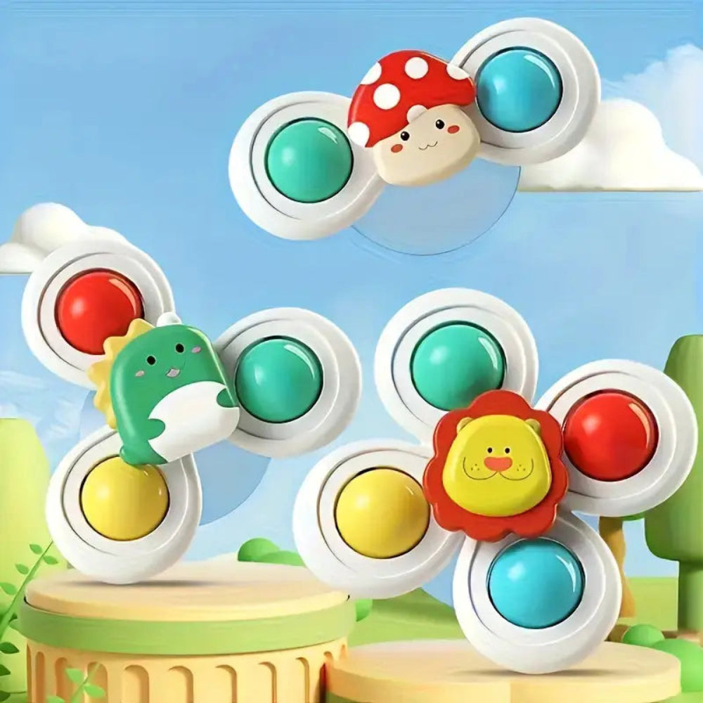 Suction Cup Spinning Toy Set for Babies - 3 Colorful Educational Toys 1