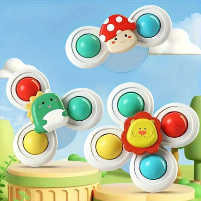 Suction Cup Spinning Toy Set for Babies - 3 Colorful Educational Toys 1