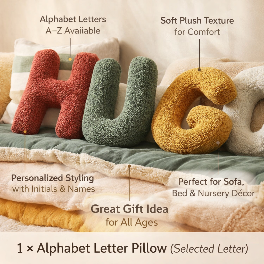 Throw Pillow Alphabet Letter Personalized Home Accent